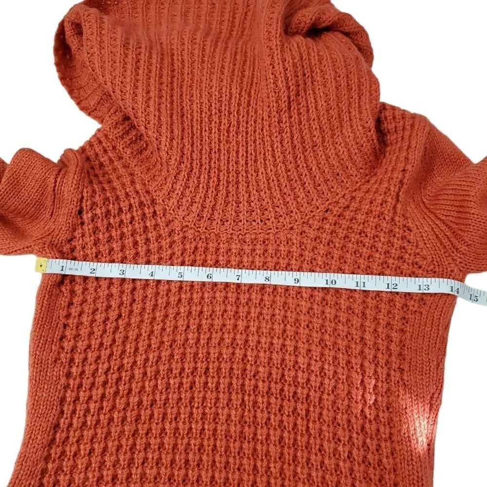 Angel of the North Anthropologie‎ Sweater XS Wool Mohair Orange Waffle Cowl Neck